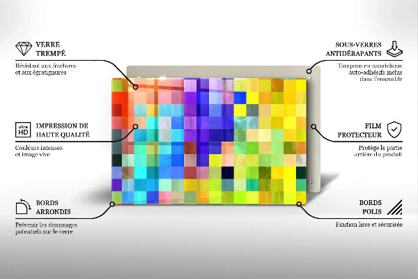 Cubre vitrocerámica Cuadrados de píxeles de colores