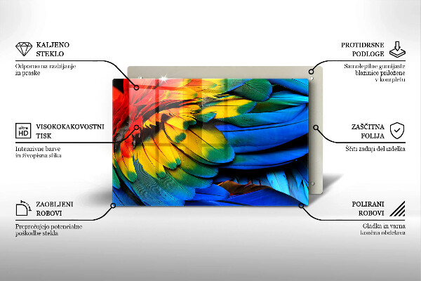 Cubre vitrocerámica Plumas de loro de colores