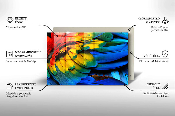 Cubre vitrocerámica Plumas de loro de colores