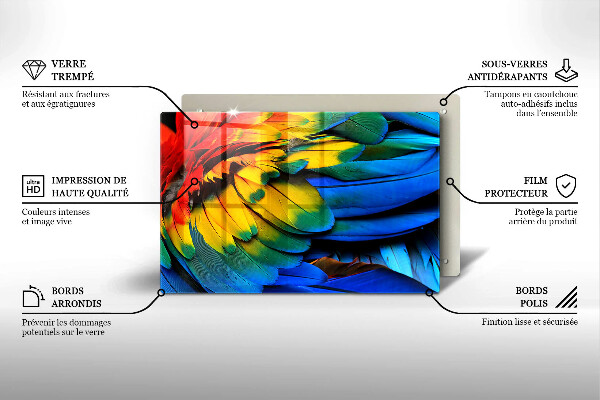 Cubre vitrocerámica Plumas de loro de colores