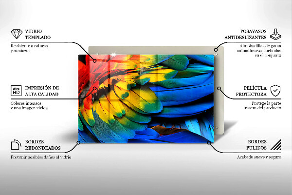 Cubre vitrocerámica Plumas de loro de colores