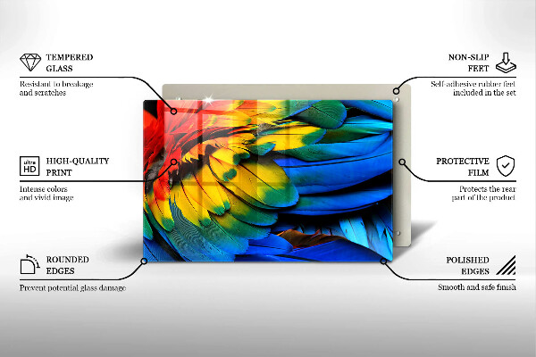 Cubre vitrocerámica Plumas de loro de colores