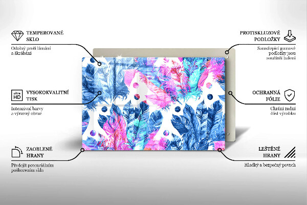 Protector placa inducción Ilustración boho de plumas