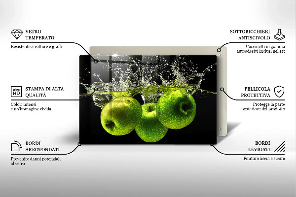 Cubre vitrocerámica Manzanas verdes y agua