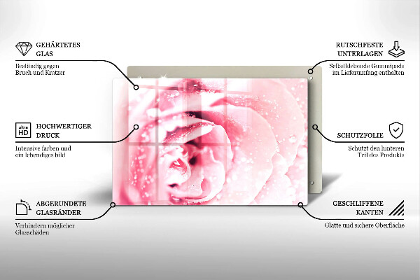 Cubre vitrocerámica Gotas de rocío y flor de rosa