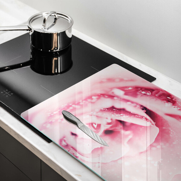 Cubre vitrocerámica Gotas de rocío y flor de rosa