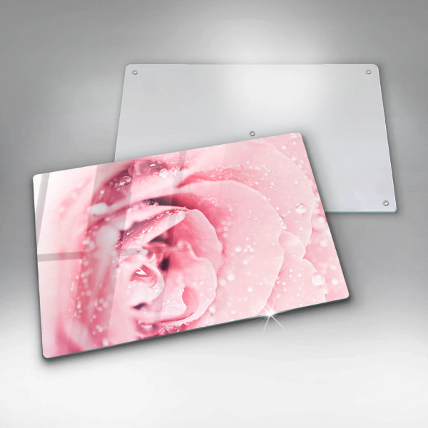 Cubre vitrocerámica Gotas de rocío y flor de rosa