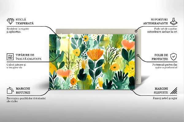 Protector placa inducción Flores pintadas