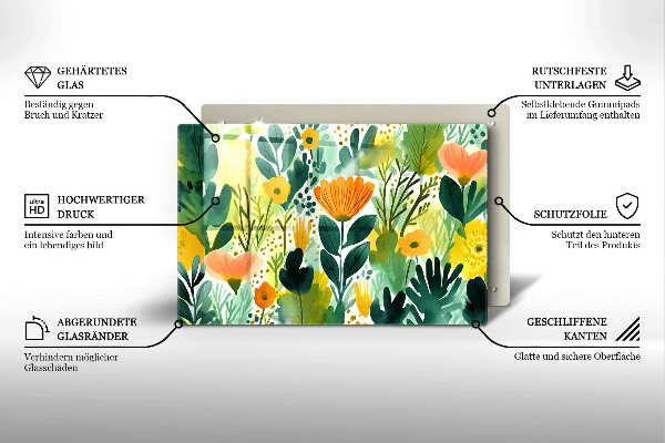 Protector placa inducción Flores pintadas