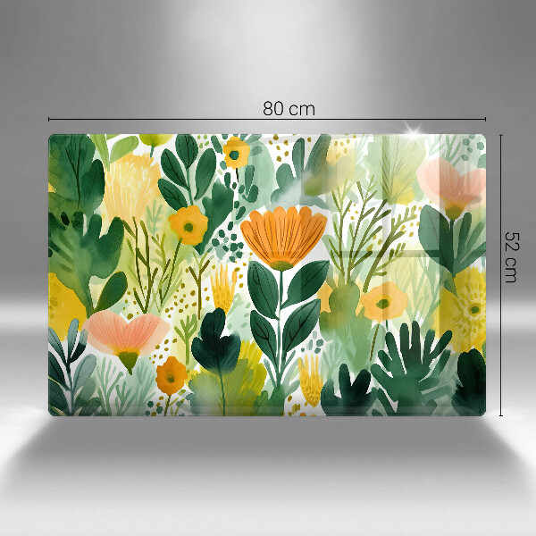 Protector placa inducción Flores pintadas