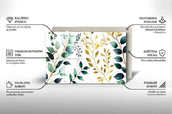 Protector placa inducción Hojas verdes y doradas