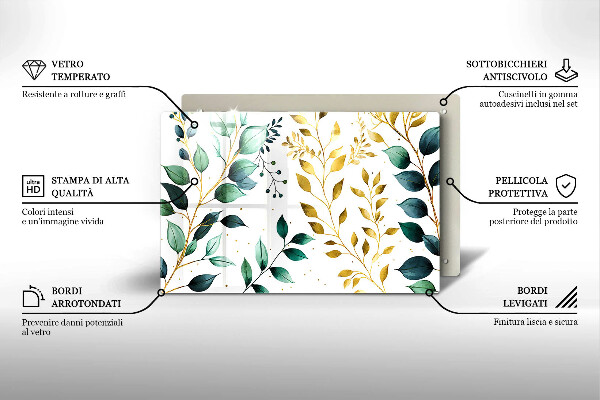 Protector placa inducción Hojas verdes y doradas