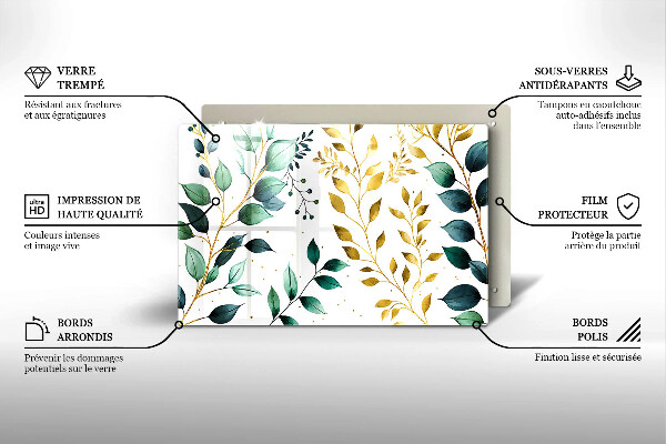 Protector placa inducción Hojas verdes y doradas