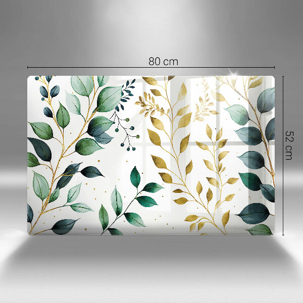 Protector placa inducción Hojas verdes y doradas