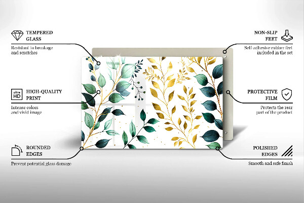 Protector placa inducción Hojas verdes y doradas