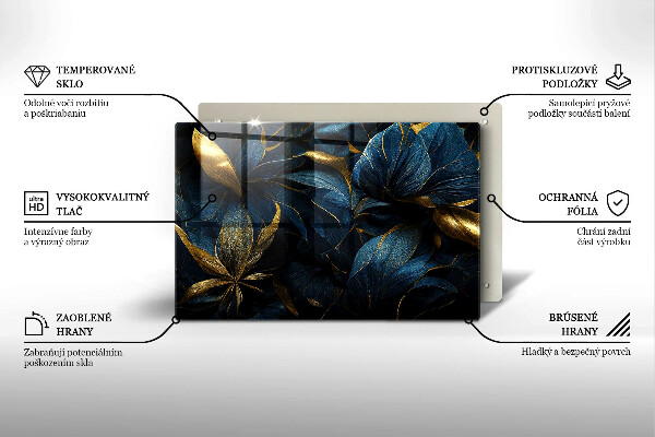 Protector placa inducción Hojas decorativas con oro