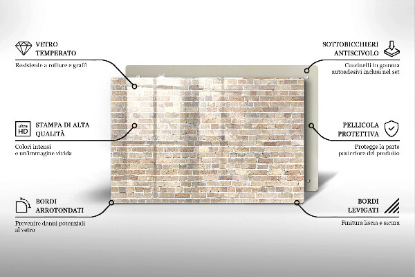 Cubre vitrocerámica Pared de ladrillo brillante