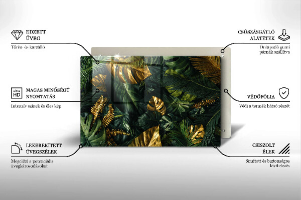 Cubre vitrocerámica Hojas de monstera dorada