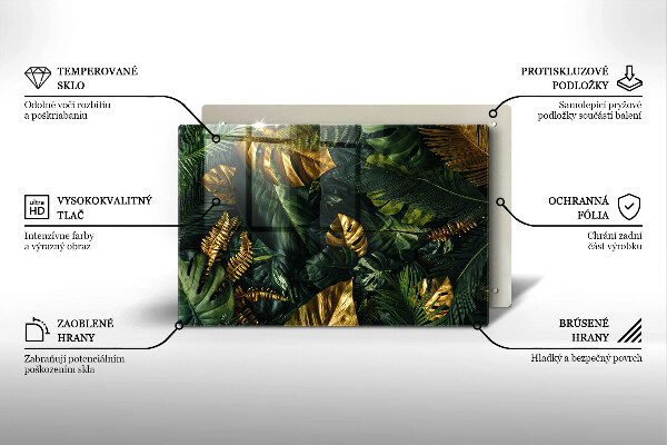 Cubre vitrocerámica Hojas de monstera dorada