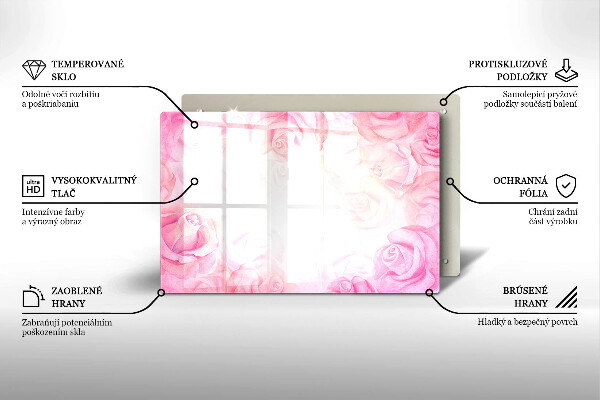 Cubre vitrocerámica Fondo de rosas delicadas