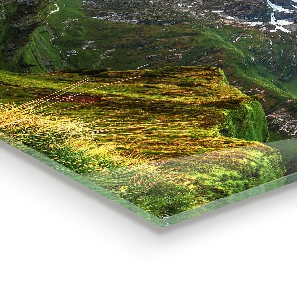 Paneles de vidrio para la cocina Amanecer en el claro de la montaña