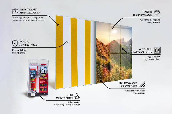 Paneles de vidrio para la cocina Amanecer en el claro de la montaña