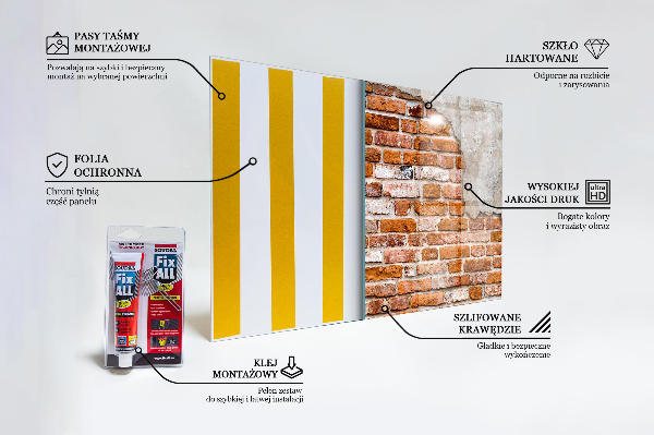 Paneles de vidrio para la cocina Pared de ladrillos de piedra