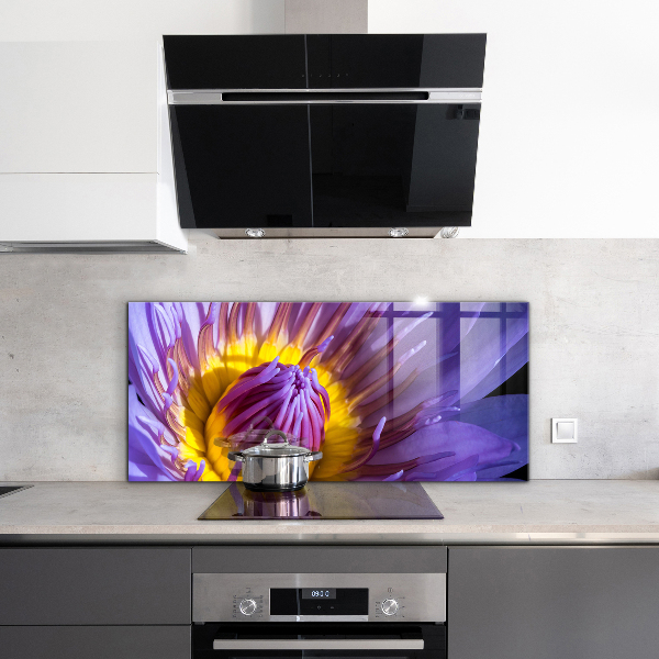 Paneles de vidrio para la cocina Detalles de la flor morada