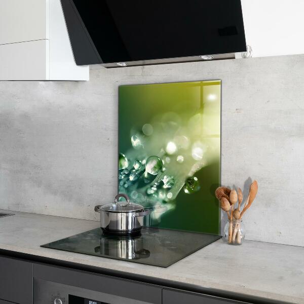 Paneles de vidrio para la cocina Rocío sobre hojas verdes
