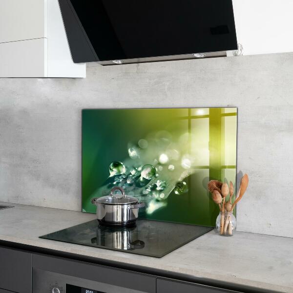 Paneles de vidrio para la cocina Rocío sobre hojas verdes