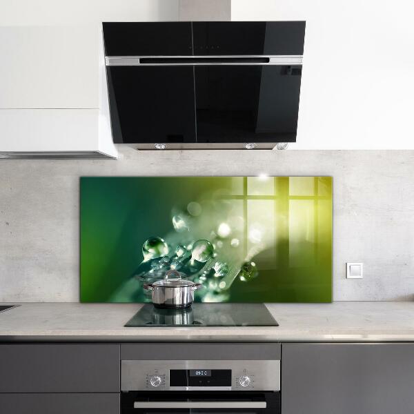 Paneles de vidrio para la cocina Rocío sobre hojas verdes