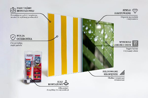 Paneles de vidrio para la cocina Gotas de rocío sobre la hierba