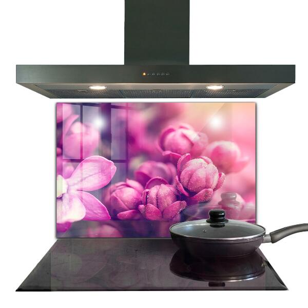 Paneles de vidrio para la cocina Belleza natural de los lirios rosados