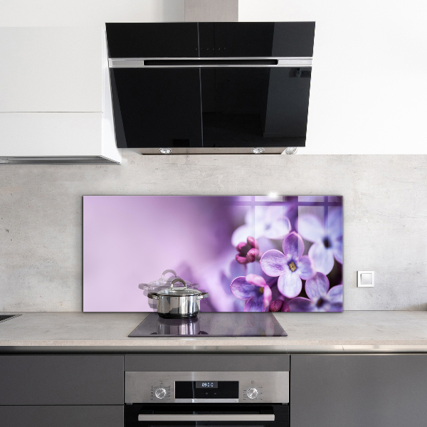 Paneles de vidrio para la cocina Flores moradas