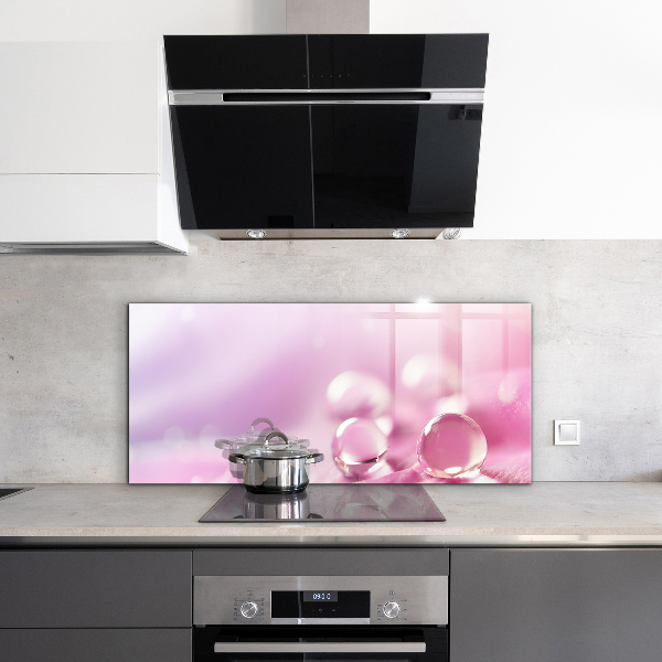 Paneles de vidrio para la cocina Gotas de rocío sobre una flor rosa