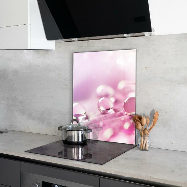 Paneles de vidrio para la cocina Gotas de rocío sobre una flor rosa