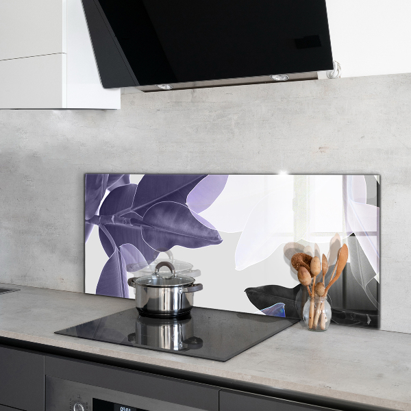 Paneles de vidrio para la cocina Ilustración de hojas exóticas