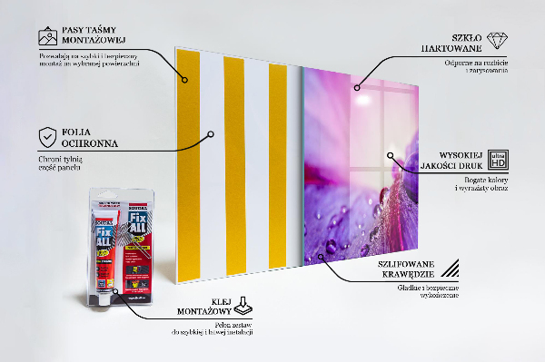 Paneles de vidrio para la cocina Flor morada con rocío de la mañana