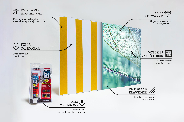 Paneles de vidrio para la cocina Textura de hoja delicada