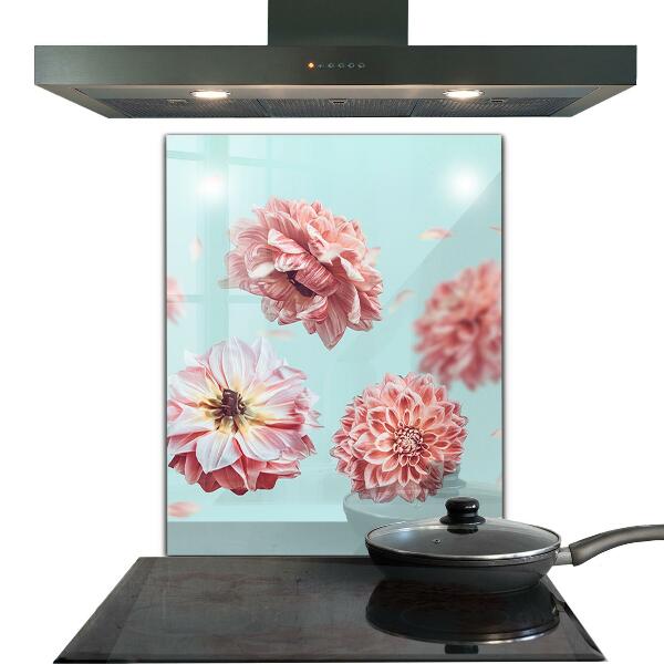 Paneles de vidrio para la cocina Composición de flores en vuelo.