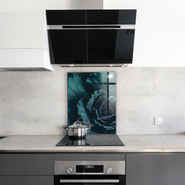 Paneles de vidrio para la cocina Hojas de col verde oscuro