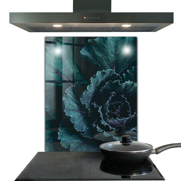 Paneles de vidrio para la cocina Hojas de col verde oscuro