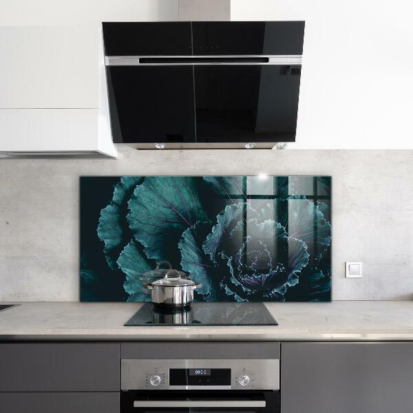 Paneles de vidrio para la cocina Hojas de col verde oscuro