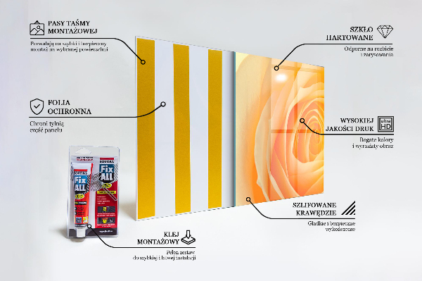 Paneles de vidrio para la cocina Flor rosa amarilla