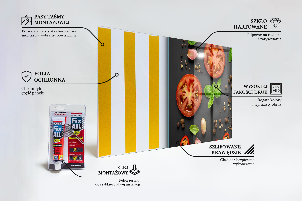 Paneles de pared La cocina italiana con albahaca tomates