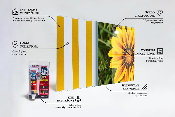 Paneles de vidrio para la cocina Flor amarilla en la pradera