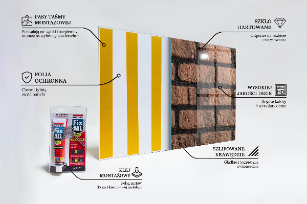 Paneles de vidrio para la cocina Pared de ladrillo natural