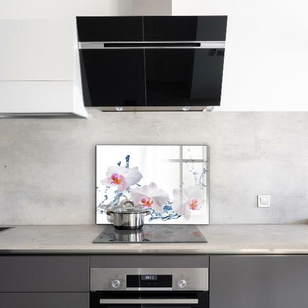 Paneles de vidrio para la cocina Orquídea rociada con agua