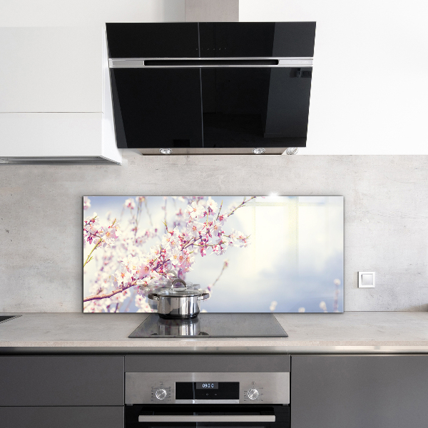 Paneles de vidrio para la cocina Delicadas flores rosadas