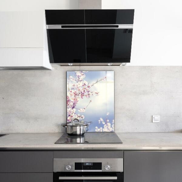 Paneles de vidrio para la cocina Delicadas flores rosadas